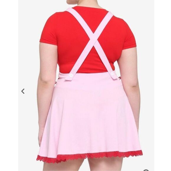 Hot Topic Pink & Red Lace-Up Suspender Skirt NWOT Plus Size 0X - Picture 7 of 7